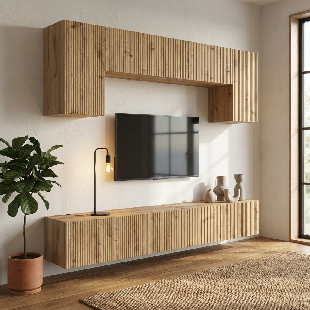 meuble-tv-scandinave-suspendu-effet-chene-sonoma-4-pieces-decor