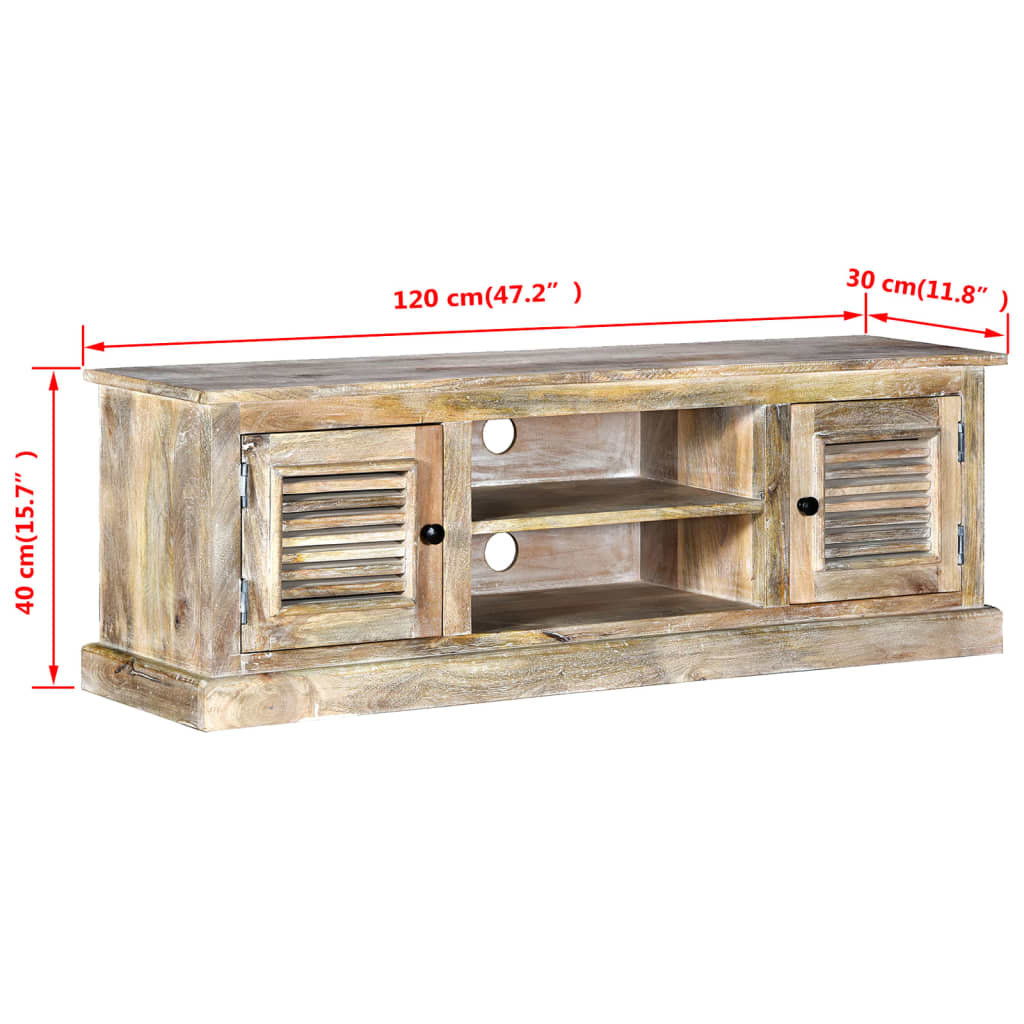 Meuble TV Scandinave Vintage en Manguier Massif - 120 cm-Mon Meuble TV-8