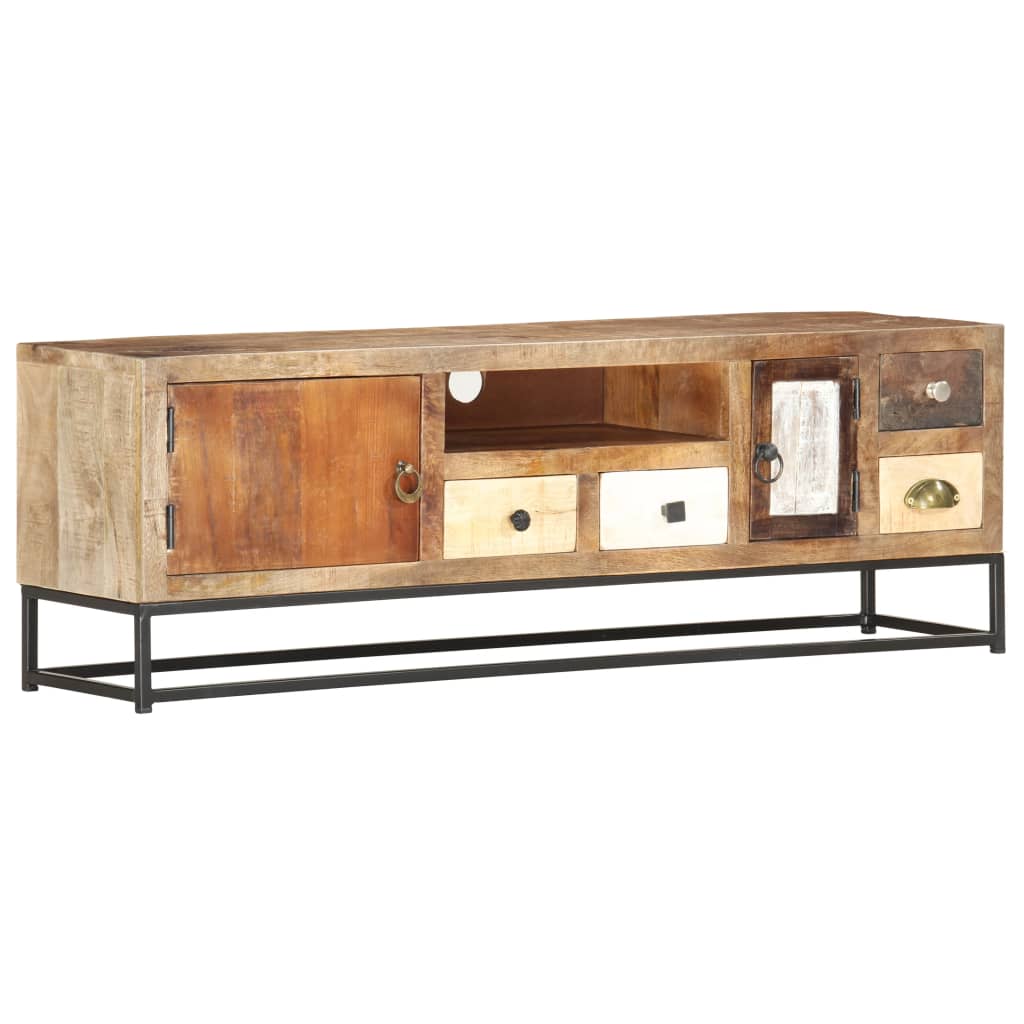 Meuble TV Style Ancien en Bois de Récupération - 120 cm-Mon Meuble TV-11