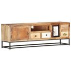 Meuble TV Style Ancien en Bois de Récupération - 120 cm-Mon Meuble TV-12