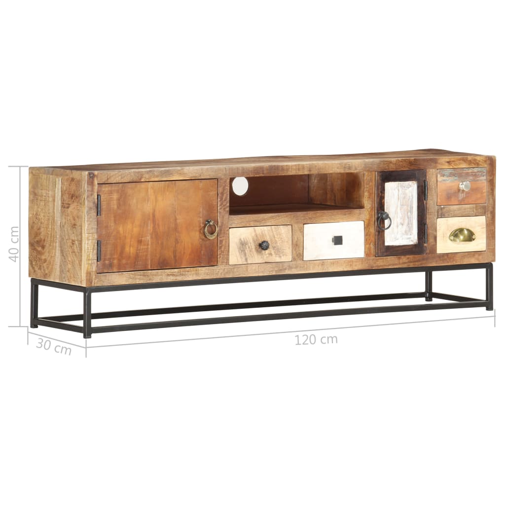 Meuble TV Style Ancien en Bois de Récupération - 120 cm-Mon Meuble TV-8
