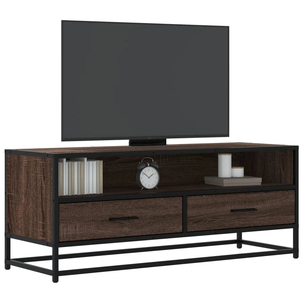 Meuble TV Style Industriel Effet Bois Gris - 100 cm-Mon Meuble TV-Chêne marron-100 cm-13