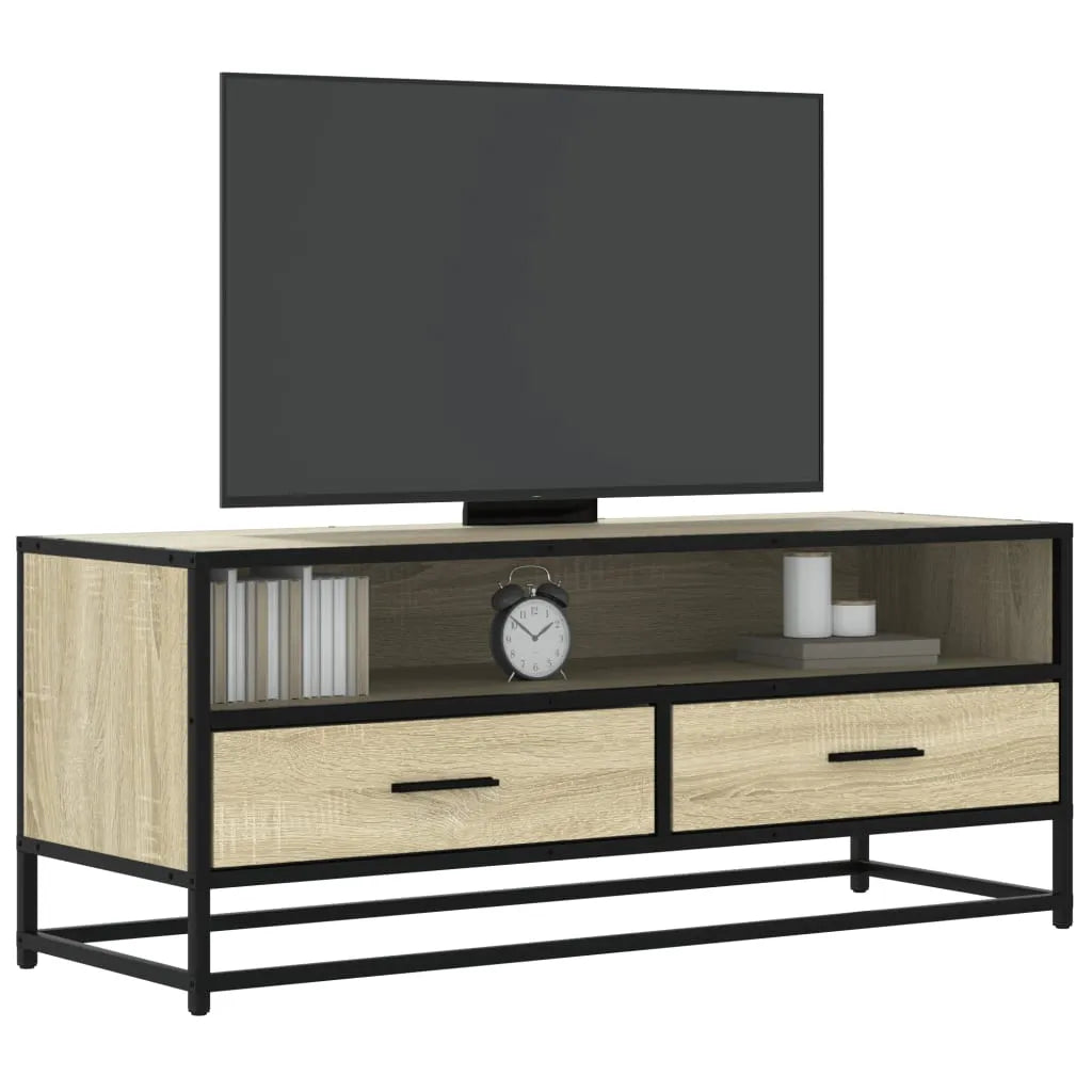 Meuble TV Style Industriel Effet Bois Gris - 100 cm-Mon Meuble TV-Chêne sonoma-100 cm-14