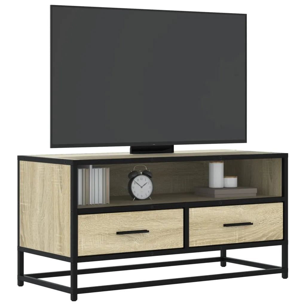 Meuble TV Style Industriel Effet Bois Gris - 100 cm-Mon Meuble TV-Chêne sonoma-80 cm-19