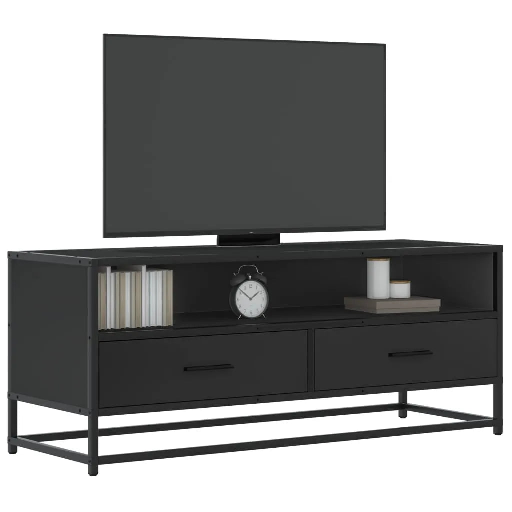 Meuble TV Style Industriel Effet Bois Gris - 100 cm-Mon Meuble TV-Noir-100 cm-12