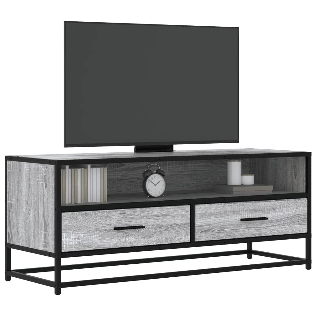 Meuble TV Style Industriel Effet Bois Gris - 100 cm-Mon Meuble TV-Sonoma gris-100 cm-3