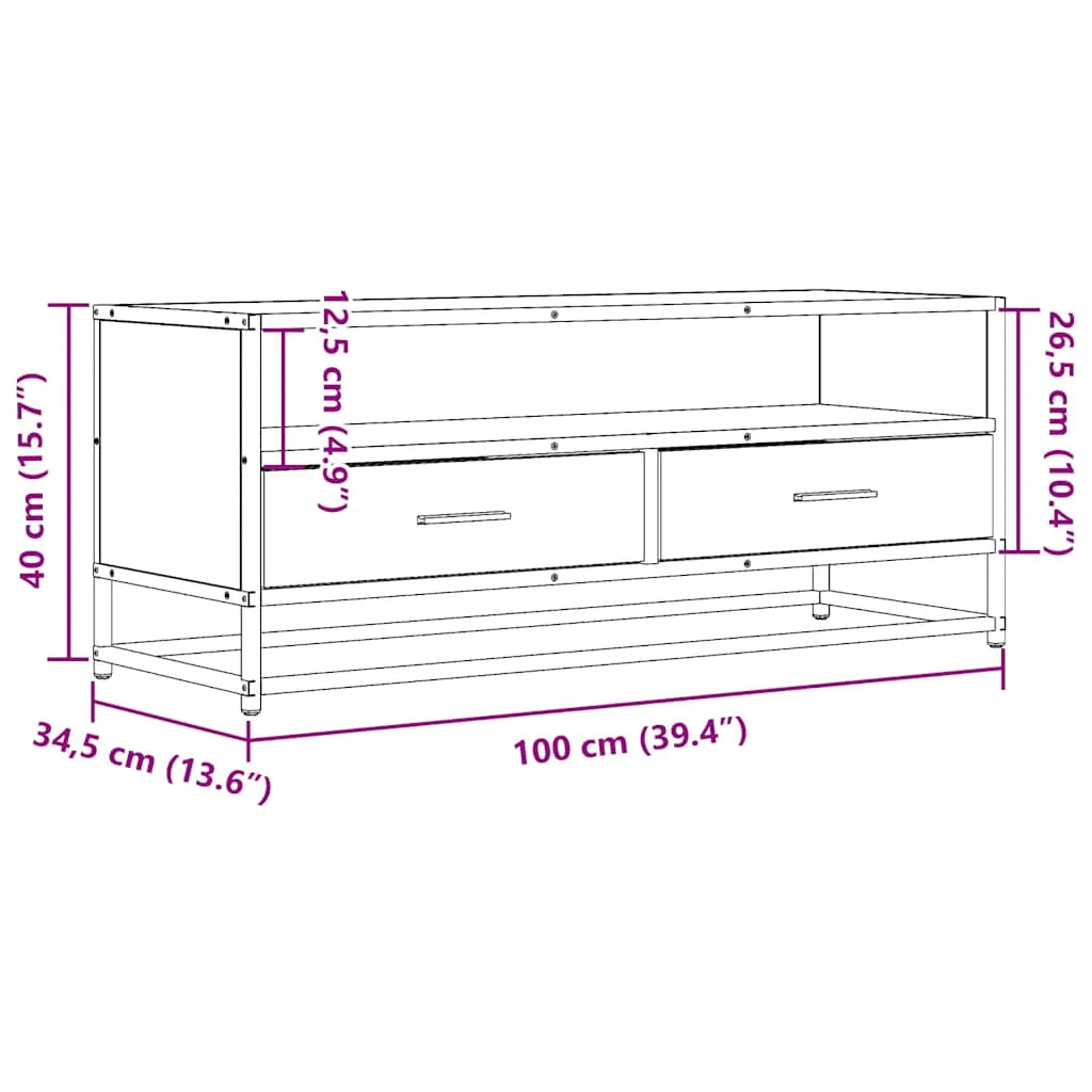 Meuble TV Style Industriel Effet Bois Gris - 100 cm-Mon Meuble TV-Sonoma gris-80 cm-10