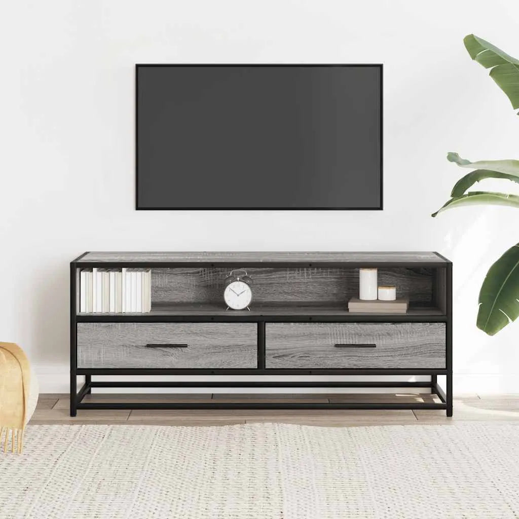 Meuble TV Style Industriel Effet Bois Gris - 100 cm-Mon Meuble TV-Sonoma gris-80 cm-2