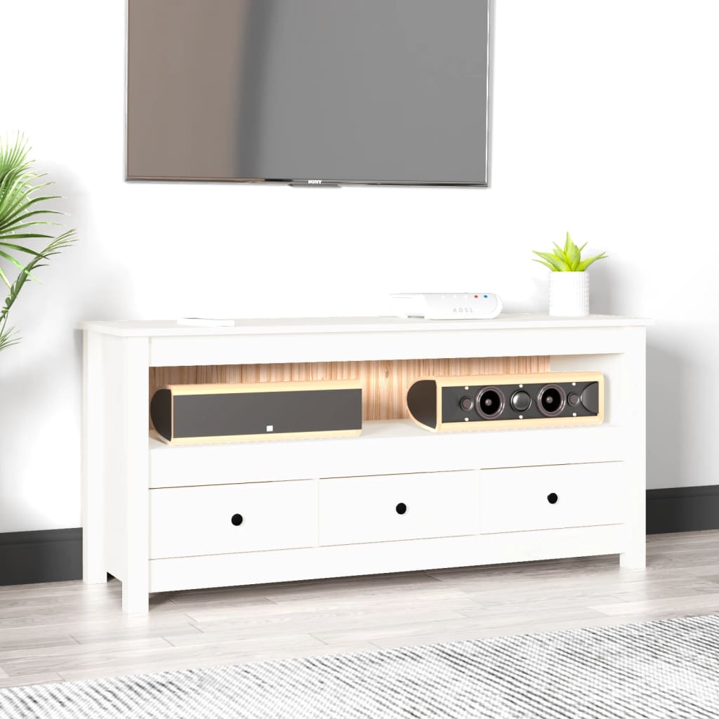 Meuble TV Style Naturel en Pin Massif Noir - 114 cm-Mon Meuble TV-Blanc-1-13