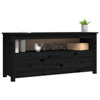Meuble TV Style Naturel en Pin Massif Noir - 114 cm-Mon Meuble TV-Naturel-1-4