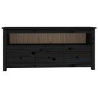 Meuble TV Style Naturel en Pin Massif Noir - 114 cm-Mon Meuble TV-Naturel-1-6