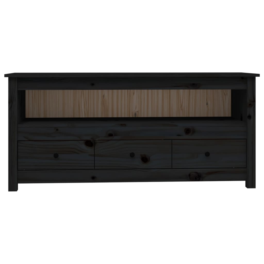 Meuble TV Style Naturel en Pin Massif Noir - 114 cm-Mon Meuble TV-Naturel-1-6