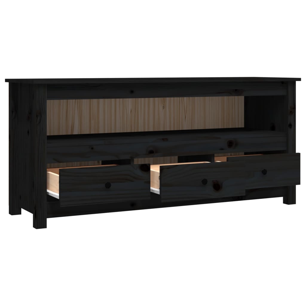 Meuble TV Style Naturel en Pin Massif Noir - 114 cm-Mon Meuble TV-Naturel-1-7