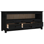 Meuble TV Style Naturel en Pin Massif Noir - 114 cm-Mon Meuble TV-Naturel-1-7