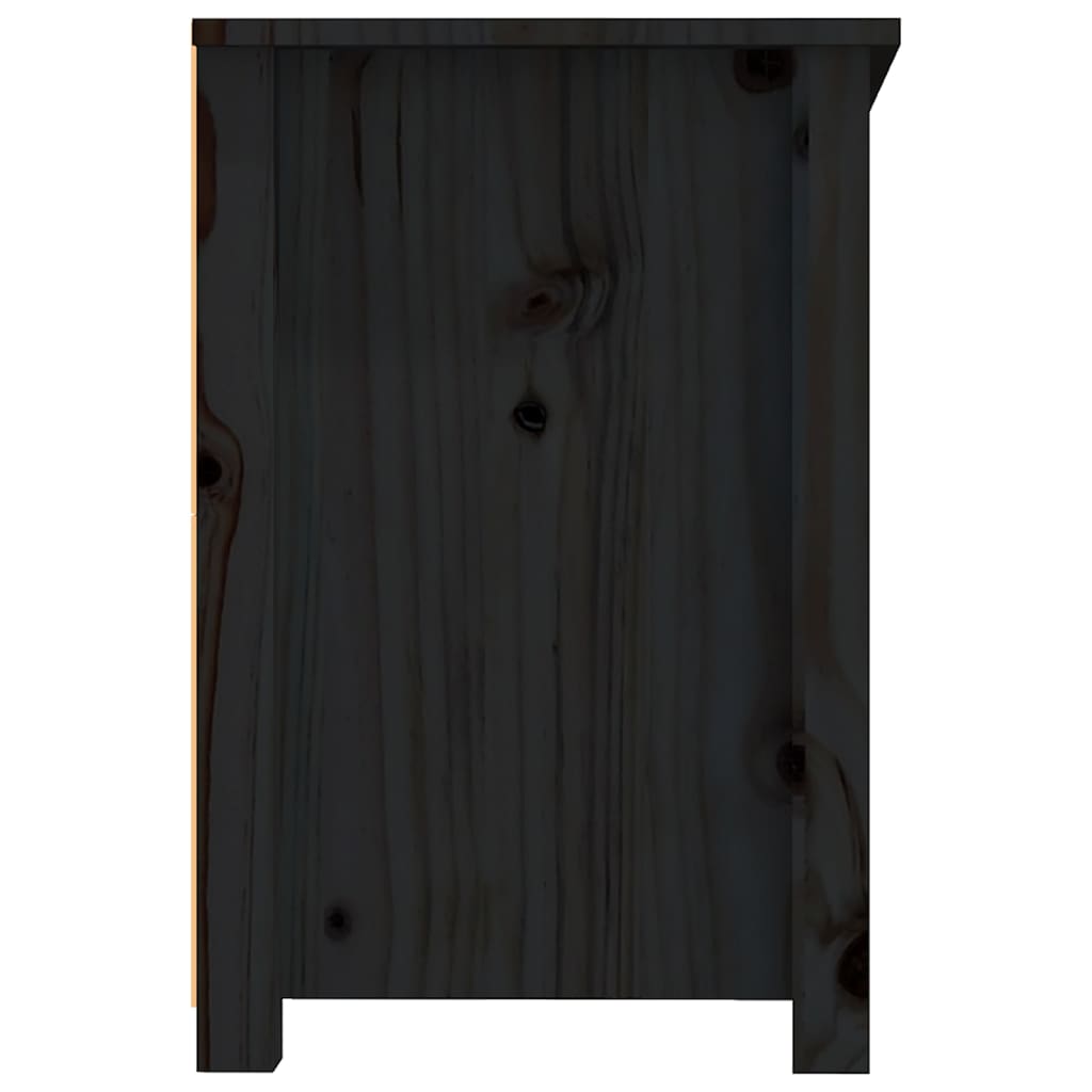 Meuble TV Style Naturel en Pin Massif Noir - 114 cm-Mon Meuble TV-Naturel-1-8