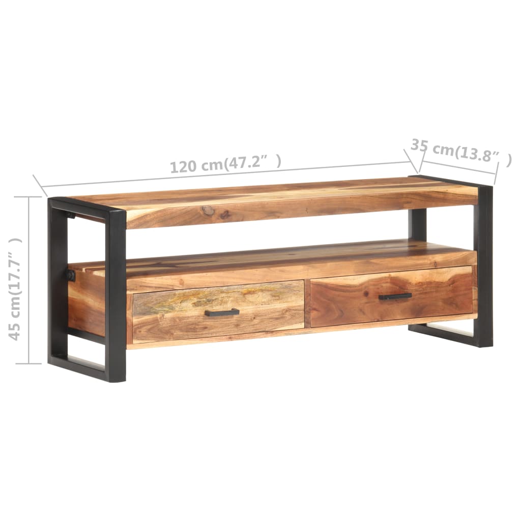 Meuble TV Style Rustique en Acacia Massif - 120 cm-Mon Meuble TV-Bois d'acacia massif-7