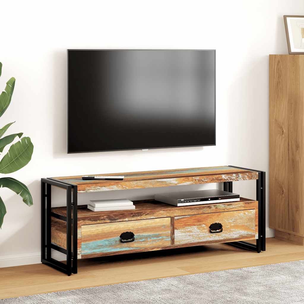 Meuble TV Style Rustique en Acacia Massif - 120 cm-Mon Meuble TV-bois de récupération massif-12