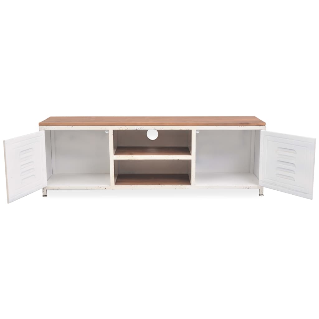 Meuble TV Style Scandinave en Acier et Sapin - 120 cm-Mon Meuble TV-4