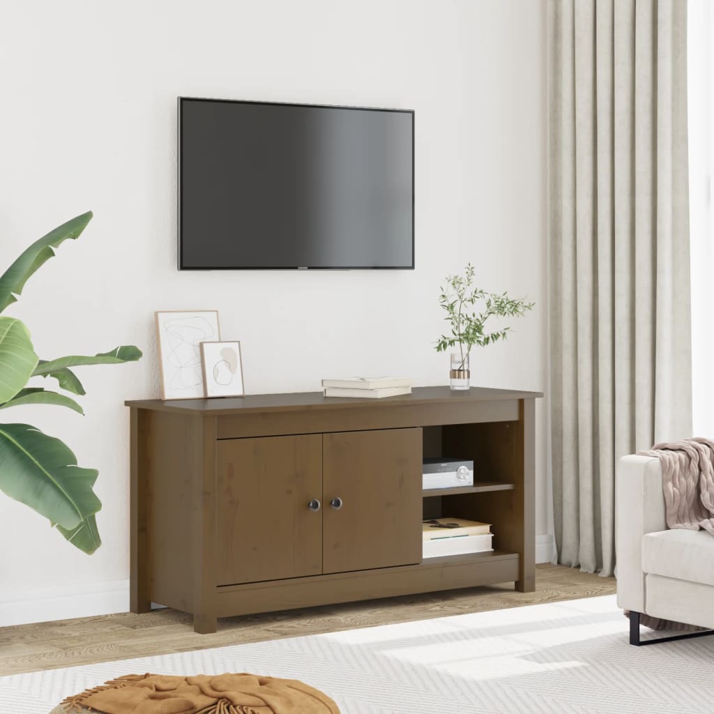 Meuble TV Style Scandinave en Bois de Pin - 103 cm-Mon Meuble TV-marron miel-1-12