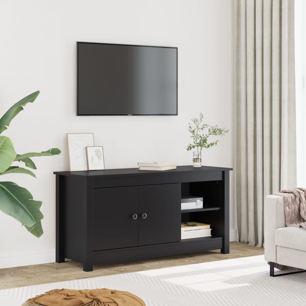 Meuble TV Style Scandinave en Bois de Pin - 103 cm-Mon Meuble TV-Noir-1-13