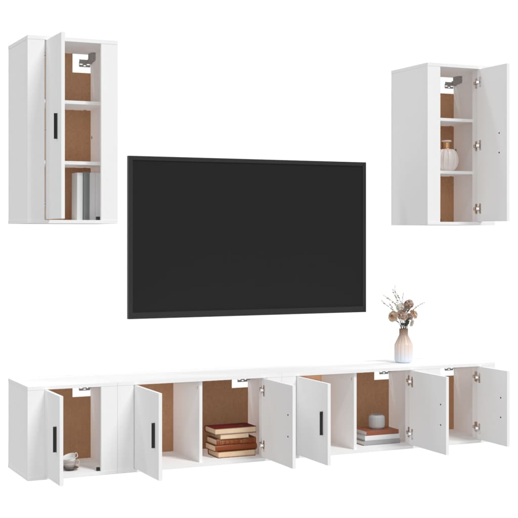 Meuble TV Suspendu 160 cm Blanc - 6 Pièces-Mon Meuble TV-Blanc brillant-3