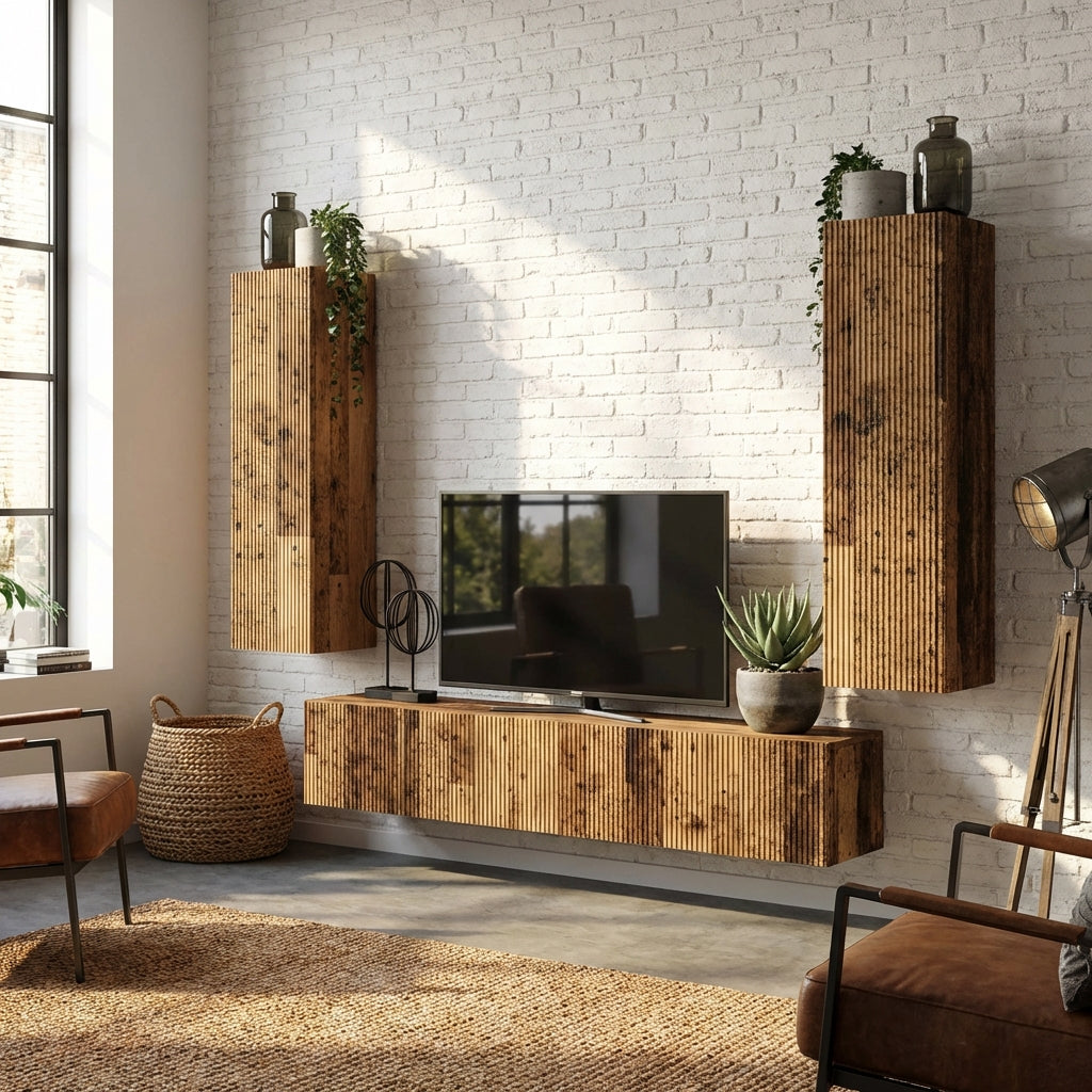 meuble-tv-suspendu-avec-colonne-effet-bois-ancien-3-pieces-decor
