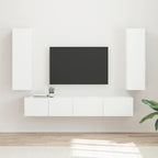 Meuble TV Suspendu avec Colonne Effet Bois Ancien - 3 Pièces-Mon Meuble TV-Blanc-20