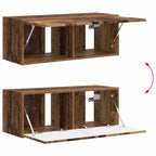 Meuble TV Suspendu avec Colonne Effet Bois Ancien - 3 Pièces-Mon Meuble TV-Bois ancien-11