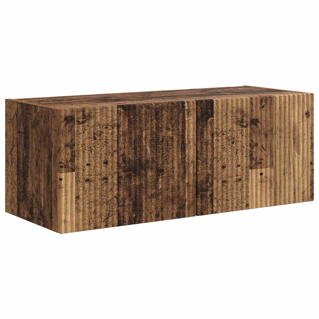 Meuble TV Suspendu avec Colonne Effet Bois Ancien - 3 Pièces-Mon Meuble TV-Bois ancien-5