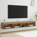 Meuble TV Suspendu avec LED Effet Chêne Artisanal - 200 cm-Mon Meuble TV-2