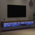 Meuble TV Suspendu avec LED Effet Chêne Artisanal - 200 cm-Mon Meuble TV-5