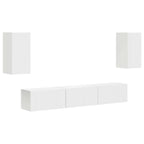 Meuble TV Suspendu Blanc et Bois - 5 Pièces-Mon Meuble TV-1