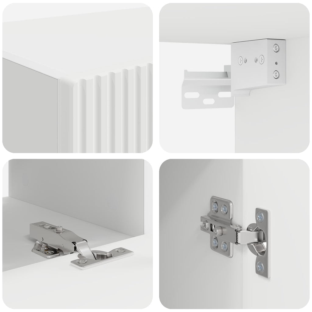 Meuble TV Suspendu Blanc et Bois - 5 Pièces-Mon Meuble TV-10