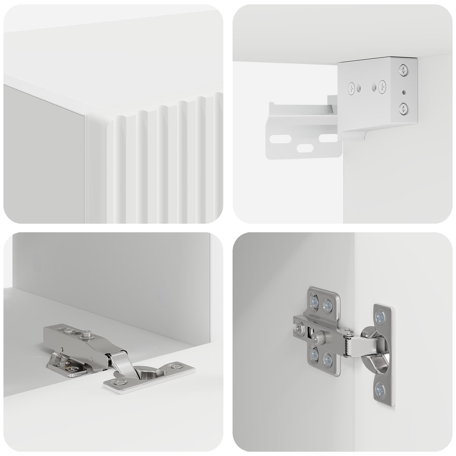 Meuble TV Suspendu Blanc et Bois - 5 Pièces-Mon Meuble TV-10