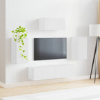 Meuble TV Suspendu Blanc et Bois - 5 Pièces-Mon Meuble TV-4
