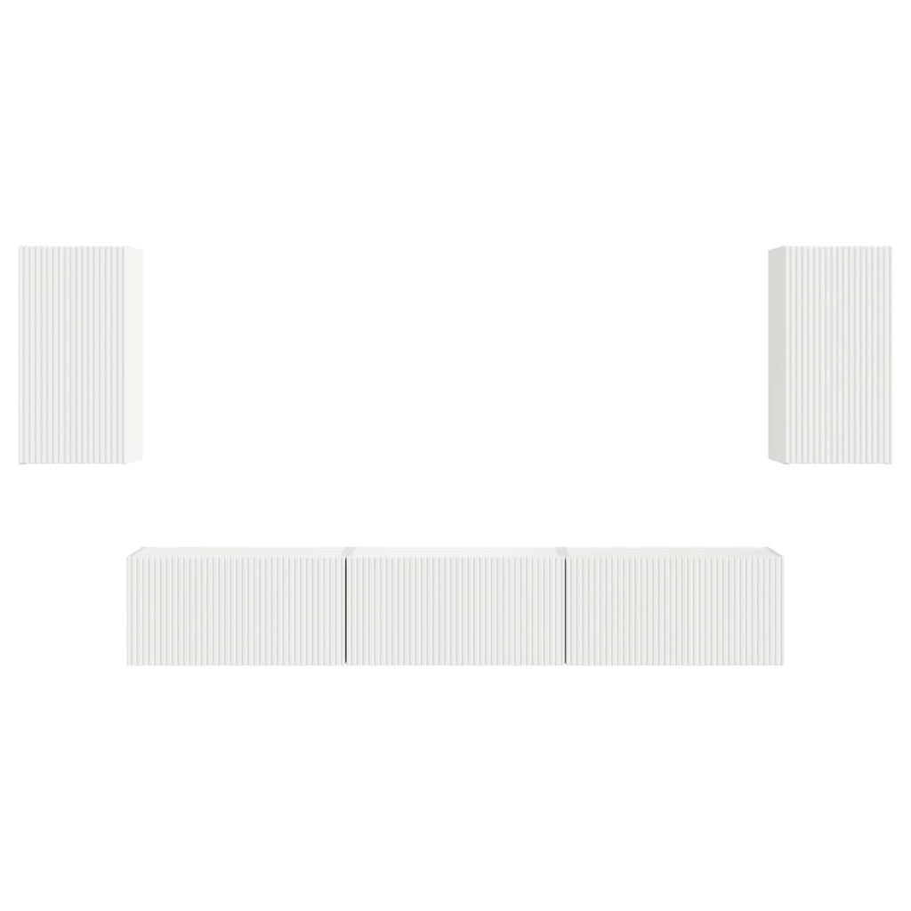Meuble TV Suspendu Blanc et Bois - 5 Pièces-Mon Meuble TV-7