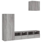 Meuble TV Suspendu Bois Couleur Gris - 4 Pcs-Mon Meuble TV-1
