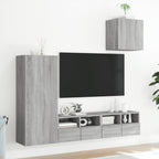 Meuble TV Suspendu Bois Couleur Gris - 4 Pcs-Mon Meuble TV-2