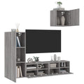 Meuble TV Suspendu Bois Couleur Gris - 4 Pcs-Mon Meuble TV-3