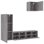 Meuble TV Suspendu Bois Couleur Gris - 4 Pcs-Mon Meuble TV-4