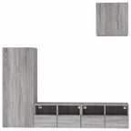 Meuble TV Suspendu Bois Couleur Gris - 4 Pcs-Mon Meuble TV-5