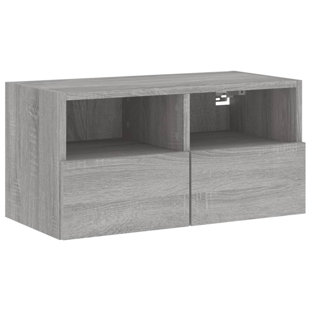 Meuble TV Suspendu Bois Couleur Gris - 4 Pcs-Mon Meuble TV-7