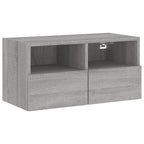 Meuble TV Suspendu Bois Couleur Gris - 4 Pcs-Mon Meuble TV-7