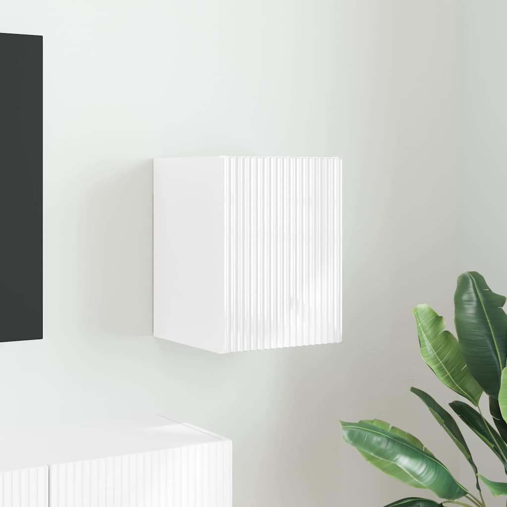 Meuble TV Suspendu Colonne Effet Béton - 100 cm-Mon Meuble TV-Blanc brillant-30 x 31 x 40 cm-1-63