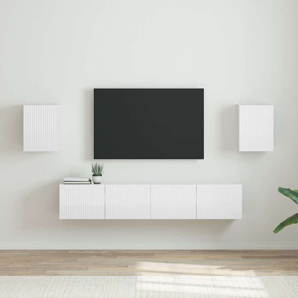 Meuble TV Suspendu Colonne Effet Béton - 100 cm-Mon Meuble TV-Blanc brillant-30 x 31 x 40 cm-2-13
