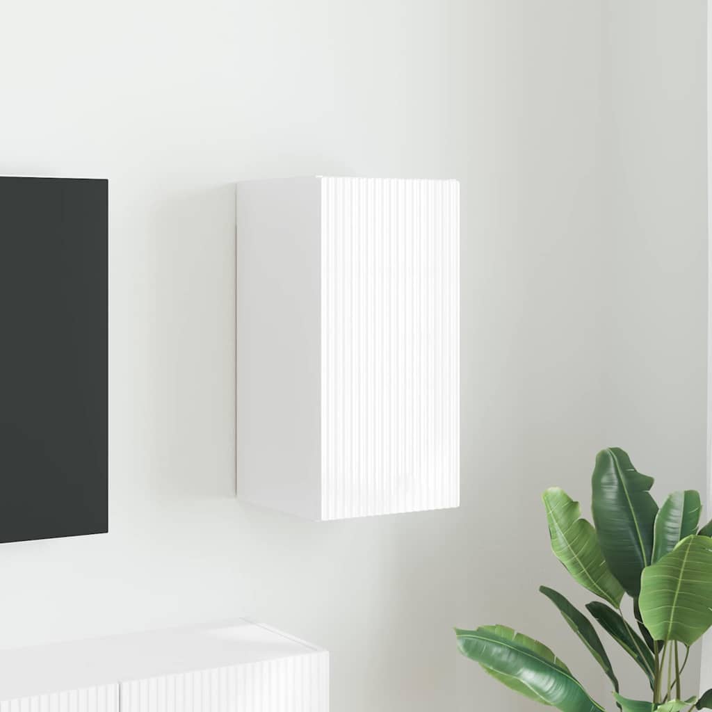 Meuble TV Suspendu Colonne Effet Béton - 100 cm-Mon Meuble TV-Blanc brillant-30 x 31 x 60 cm-1-66