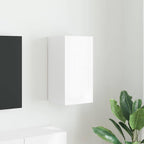 Meuble TV Suspendu Colonne Effet Béton - 100 cm-Mon Meuble TV-Blanc brillant-30 x 31 x 60 cm-1-66
