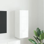 Meuble TV Suspendu Colonne Effet Béton - 100 cm-Mon Meuble TV-Blanc brillant-30 x 31 x 80 cm-1-64