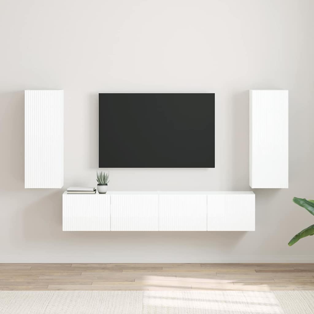 Meuble TV Suspendu Colonne Effet Béton - 100 cm-Mon Meuble TV-Blanc brillant-30 x 31 x 80 cm-2-15