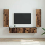 Meuble TV Suspendu Colonne Effet Béton - 100 cm-Mon Meuble TV-Bois ancien-30 x 31 x 100 cm-2-17